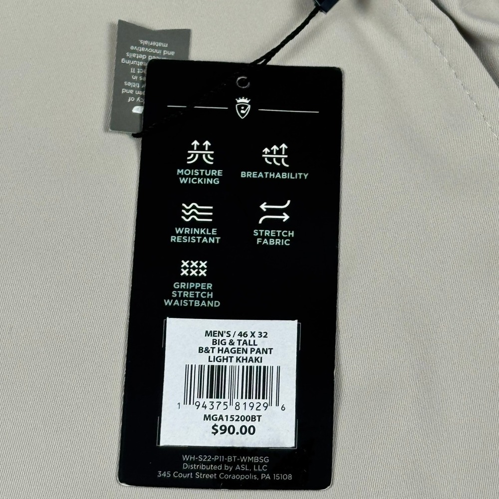 Walter‎ Hagen Mens Golf Pants 46x32 Khaki Perfect 11 Straight Fit MGA15200BT - Picture 4 of 9